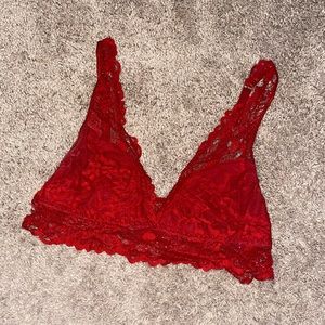 SOLD - PINK Medium Lace Red Bralette